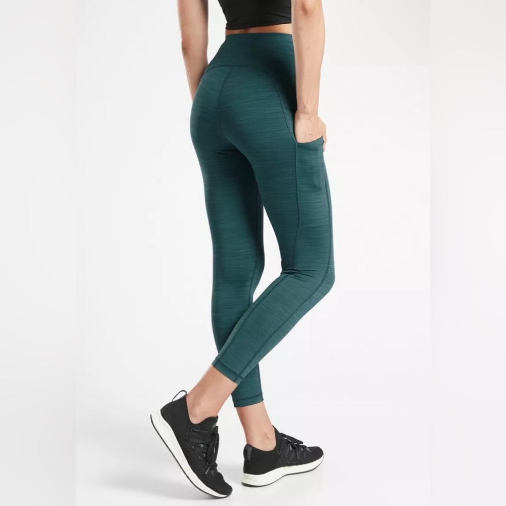 Athleta Ultimate Stash Pocket Space Dye 7/8 Tight Oceanic Teal Size Small